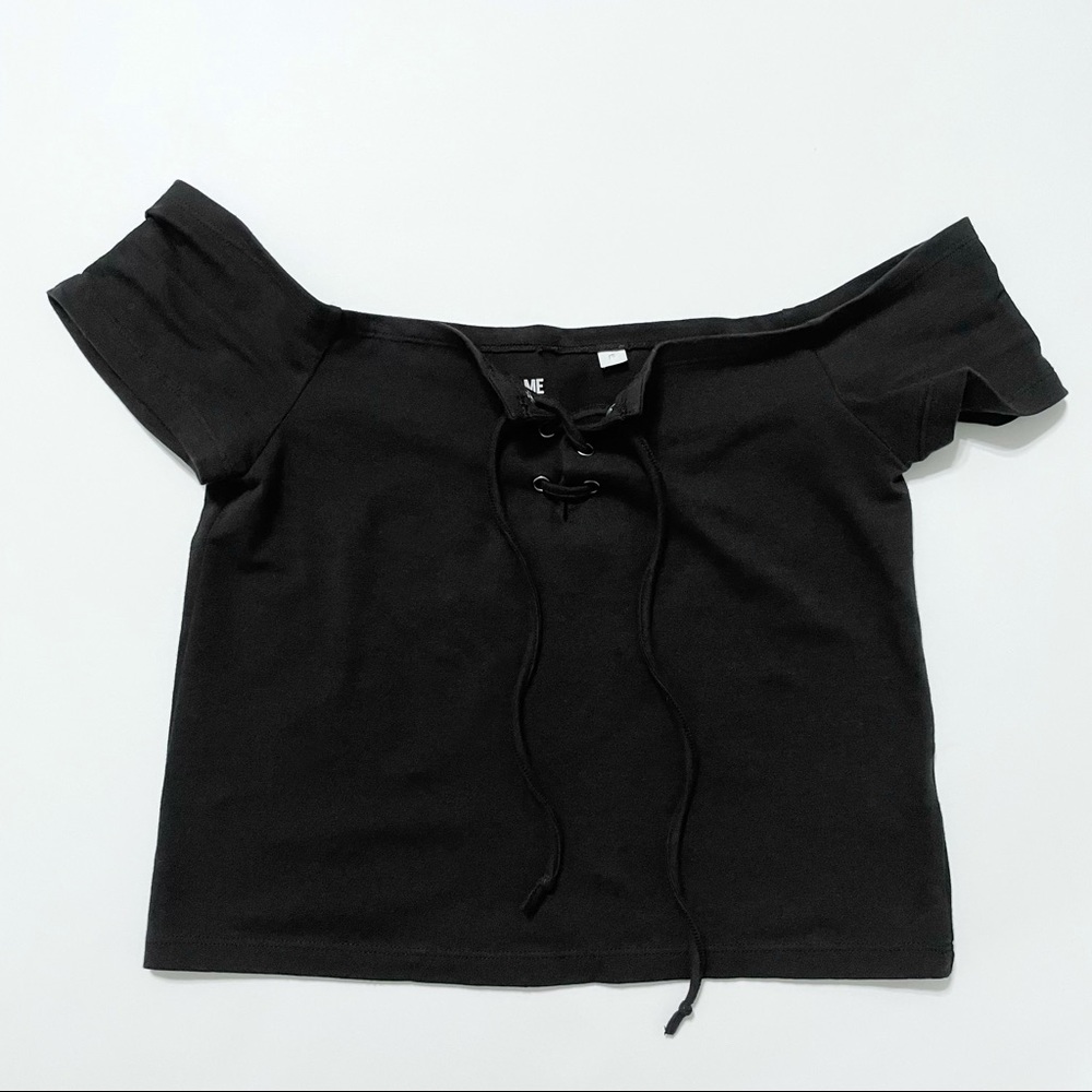 PacSun Off Shoulder Lace Up Black Top